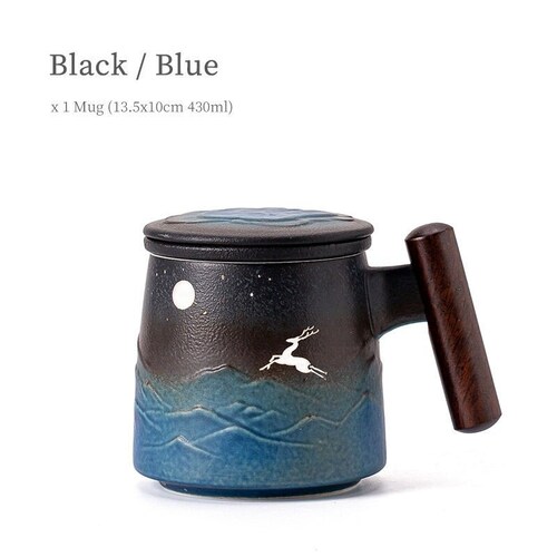 TANGPIN TEA Moon Deer Ceramic Tea Mug With Infuser and Lid - Etsy