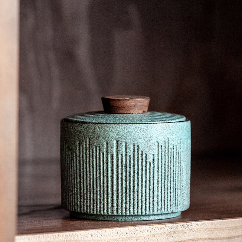 Tangpin Tea-Ceramic Tea Canisters Green Jars For Storage Tea