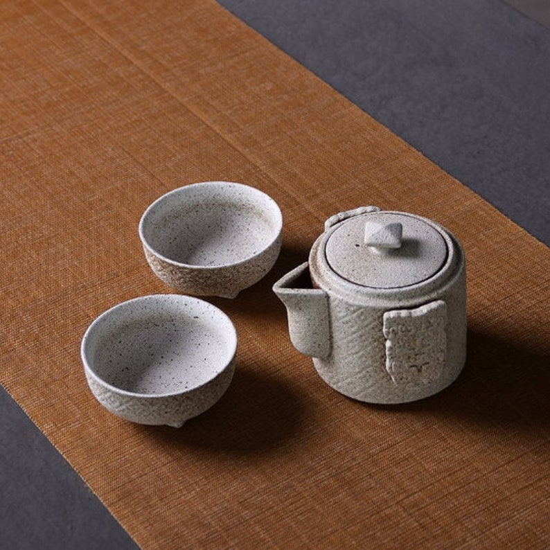 TANGPIN TEA-Ceramic Teapot with 2 Cups Portable Travel Tea Sets Drinkware