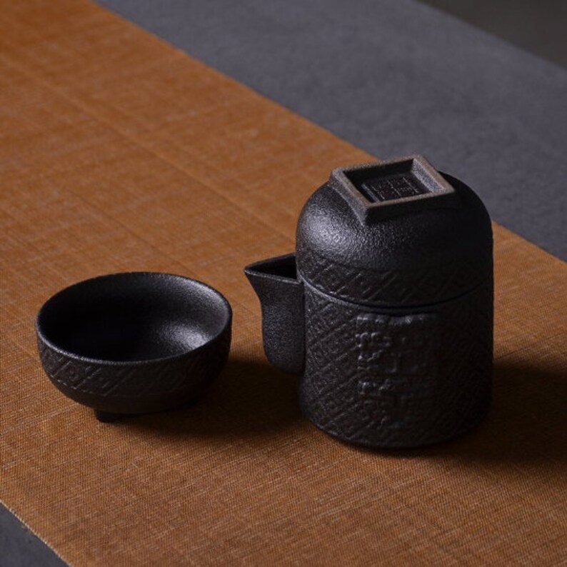 TANGPIN TEA-Ceramic Teapot with 2 Cups Portable Travel Tea Sets Drinkware