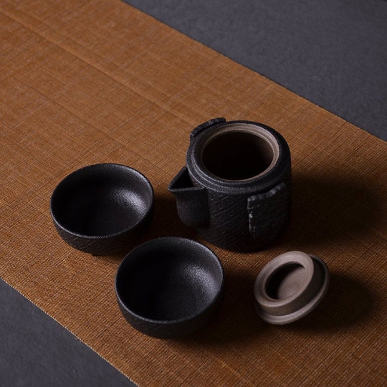 TANGPIN TEA-Ceramic Teapot with 2 Cups Portable Travel Tea Sets Drinkware