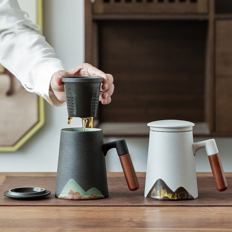 TANGPIN TEA-Ceramic Tea Mugs Mountain Coffee Tea Cup 480ml 
