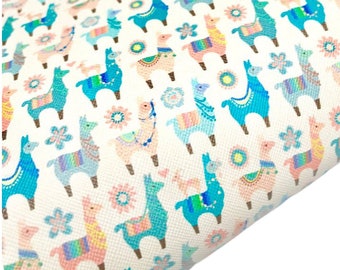 Llamas printed faux leather sheet vinyl fabric craft supplies diy earrings hair bows accessories pattern material