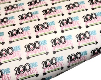 Lámina de cuero sintético 100 días más inteligente, tela de vinilo estampada, material para moños DIY, aretes y llaveros