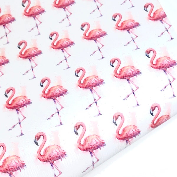 Pink flamingo print faux leather sheet, tropical pattern vinyl fabric, leather for earrings, faux leather for bow, imitation leather