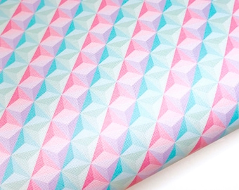Pink geometric print faux leather sheet, pattern vinyl fabric, diy leather earrings, hair bow material