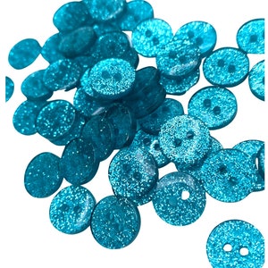 13mm 2 hole turquoise blue glitter round acrylic sewing buttons, buttons for clothing crafting and scrapbooking, novelty buttons