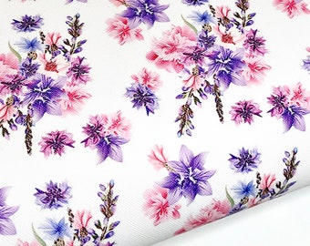 Pink & lavender floral printed faux leather sheet vinyl fabric pattern material for diy earrings baby hair bows accessories crafts