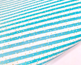 Turquoise w/ gold polka dot stripe printed faux leather sheet pattern vinyl fabric diy crafting supplies earrings accessories hair bows