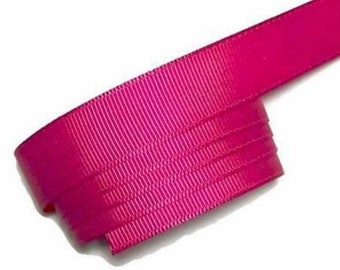 1/" INCH 25mm WHITE HEARTS PINK FUSCHIA GROSGRAIN RIBBON 5 YDS DIY HAIR BOWS
