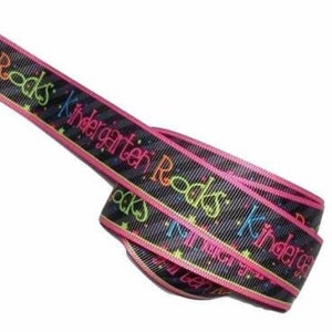 Kindergarten rocks printed 7/8&quot; grosgrain ribbon by the yard diy hair bows