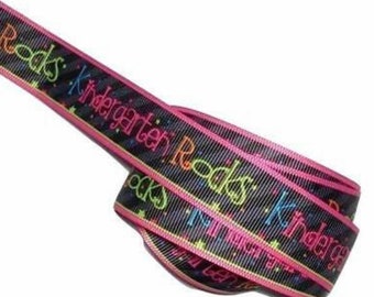 Kindergarten rocks printed 7/8" grosgrain ribbon, trim by the yard, DIY hair bows