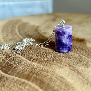 Purple lepidolite pendant necklace, gemstone jewelry gift for wife, nice chain layering necklace, boho stone jewelry gift for best friend