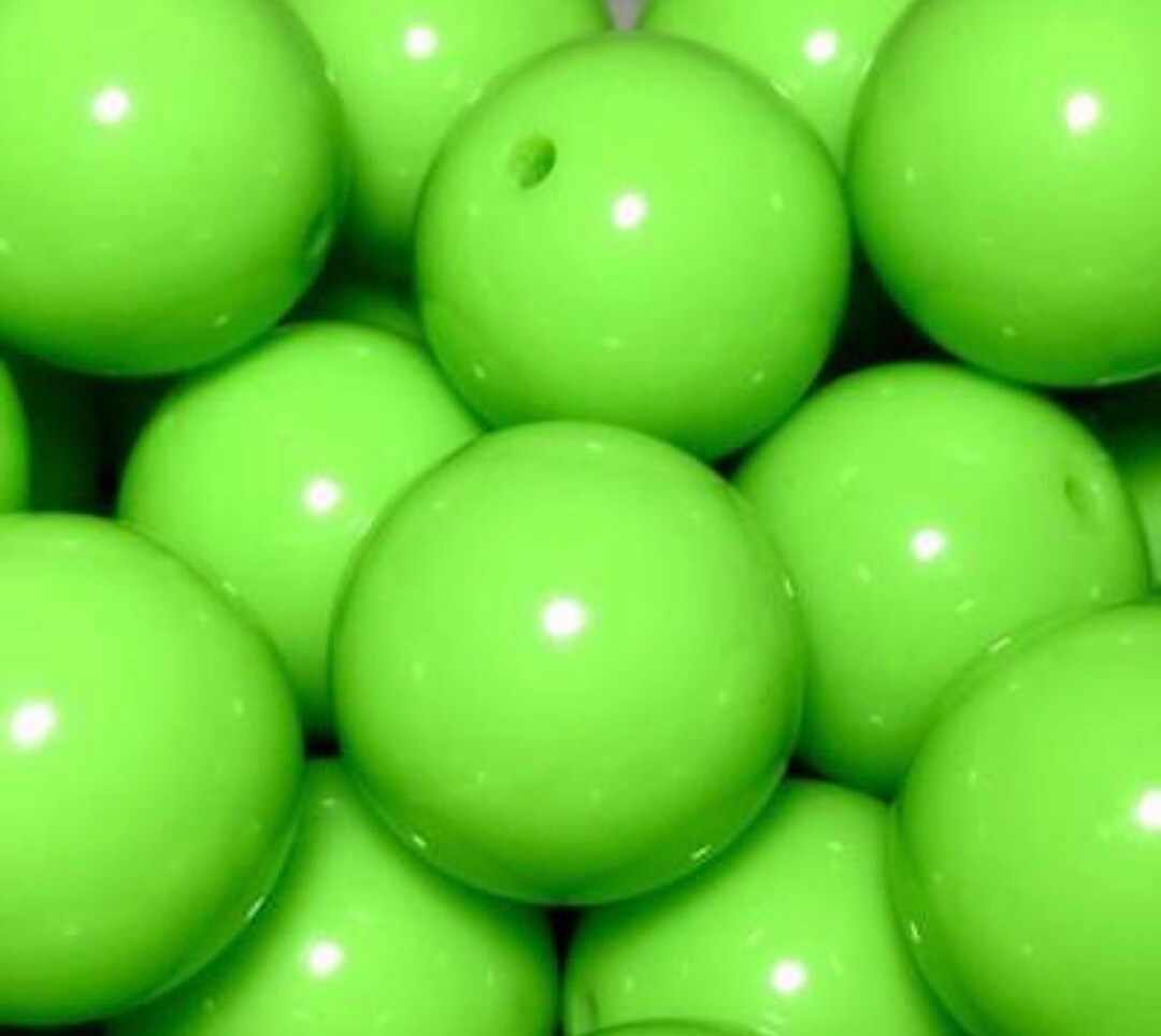 20mm Neon Green Chunky Bubblegum Beads Large Beads for Baby Etsy