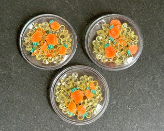 Yellow carrot Easter round 28mm soft diamond clay filled resin shaker, embellishments for DIY headbands, hair bow centers, flat back shaker