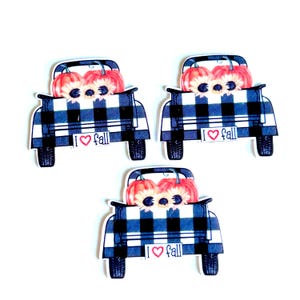 Fall plaid pumpkin truck 46x40mm planar resin, flat back embellishments, DIY bows & headbands, hair bow centers, craft supplies