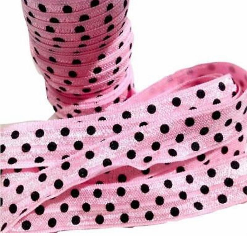 1 yards lime green polka dot print 5/8" fold over elastic FOE 1 yards lime green polka dot print 5/8" fold over elastic FOE
