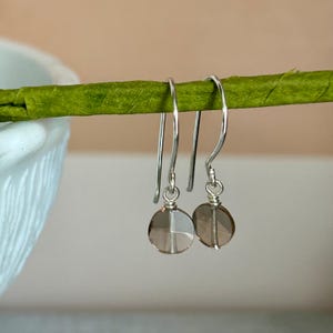 Dainty smoky quartz gemstone dangle earrings, stone drop earrings, everyday crystal jewelry, petite beaded earrings, jewelry gift for wife