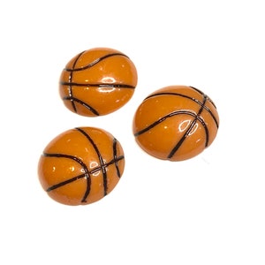 Basketball 15mm resin flat back, embellishments for DIY bows & headbands, hair bow centers cabochon supplies