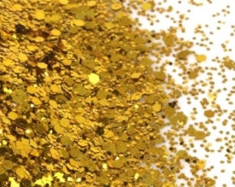 Gold iridescent chunky mixed glitter, mixed sequin glitter, for DIY crafting glitter, nail art glitter, loose bulk glitter