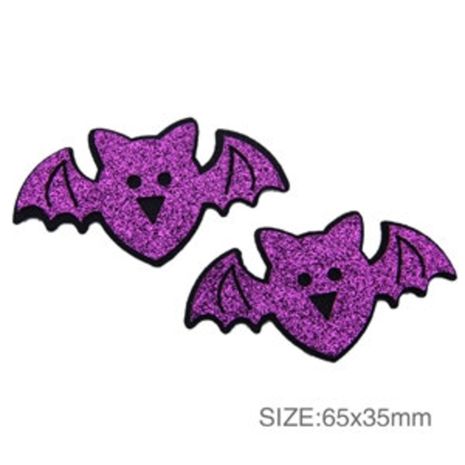 Purple Glitter Halloween Bat 65x35mm Padded Appliqués DIY Etsy