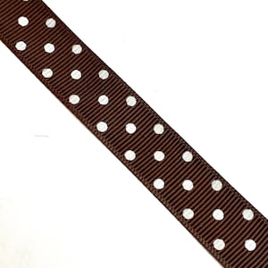 Brown 5/8&quot; polka dot printed grosgrain ribbon, 1-5 yards by the yard, for making diy baby girl hair bows