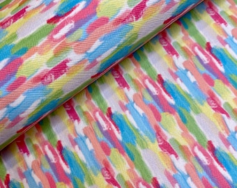Rainbow brush strokes printed faux leather sheets, pattern vinyl fabric, diy hair bow and earrings, craft supplies, full sheet