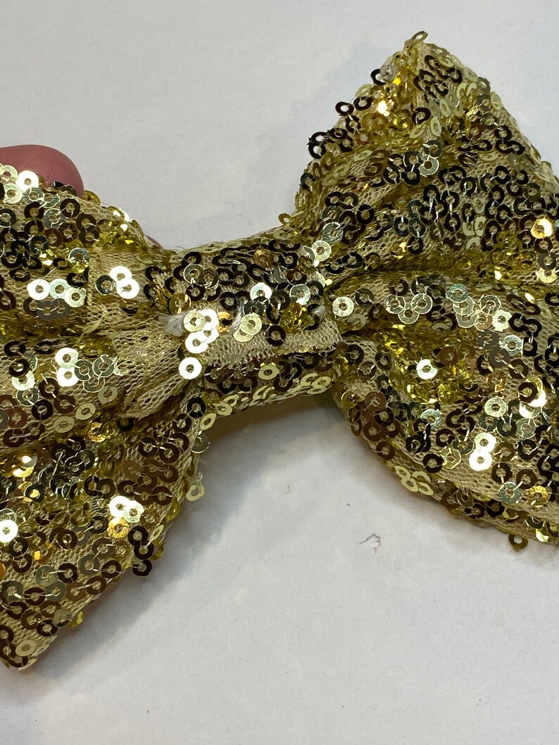 for craft embellishment supplies Gold 5 fabric sequin bow ties DIY baby headband and hair bows sequined applique