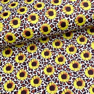 Leopard sunflower floral printed faux leather sheets, pattern vinyl fabric, diy hair bow & earrings, craft supplies