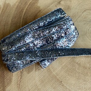 Dark gray 3/8&quot; glitter ribbon, 1-5 yards by the yard, for making diy baby girl hair bows & hair clips, ribbon for gift wrapping