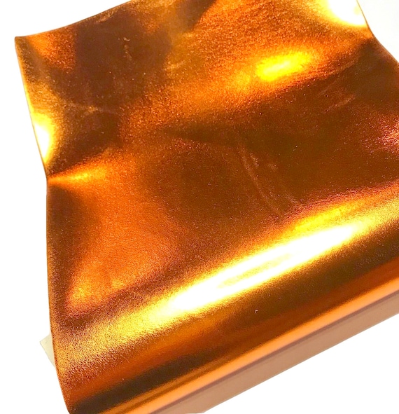 Orange metallic faux leather sheets vinyl vegan pu fabric for diy hair bow accessories earrings synthetic material