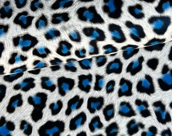 Blue & Cream Leopard Print Faux Leather Sheets: DIY Hair Bows Earrings and Keychains