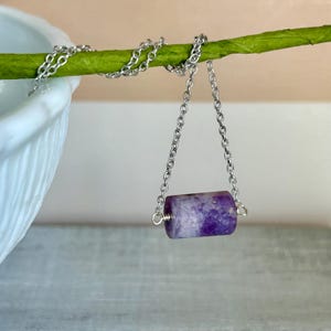 Dainty lepidolite necklace, purple gemstone jewelry gift for wife, chain layering necklace, stone jewelry gift for best friend, gift for her