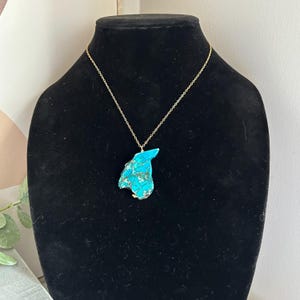 Blue sea sediment jasper pendant necklace, gemstone slab necklace, statement jewelry gift for her, bold necklace gift for best friend