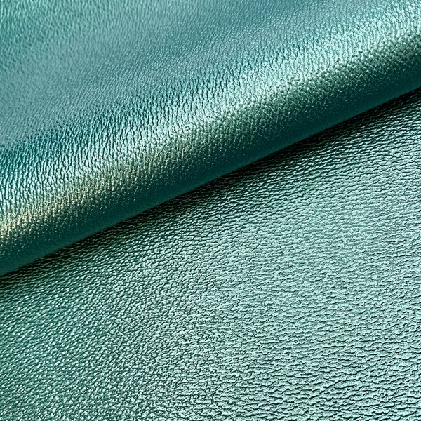 Teal green metallic textured faux leather sheet, pattern vinyl fabric, leather hair bow and earring supplies
