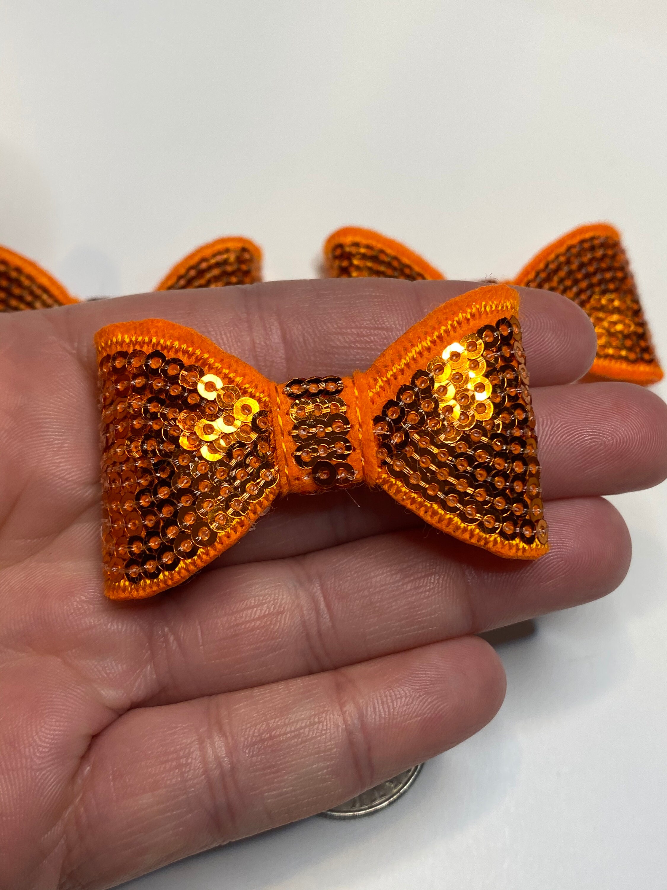 Orange 2 sequin bow tie DIY bows for baby headband and Etsy