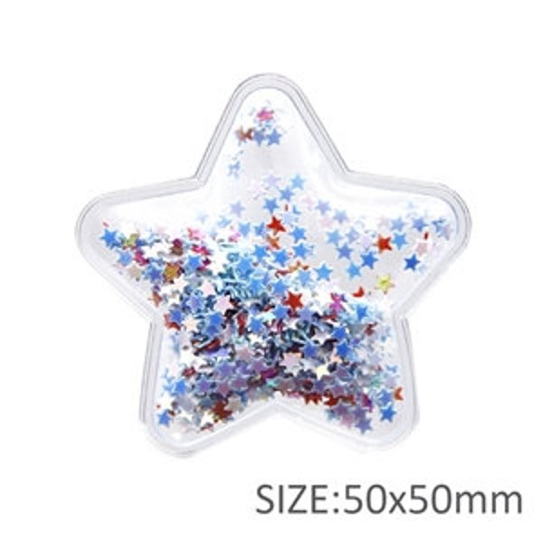 Red white & blue 4th of July star 50mm soft star glitter filled resin shaker, embellishments DIY headband, hair bow center, flat back shaker