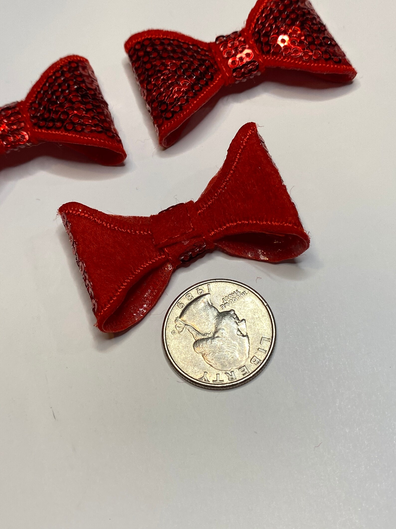 Red 2 sequin bow tie DIY bows for baby headband and hairbow Etsy