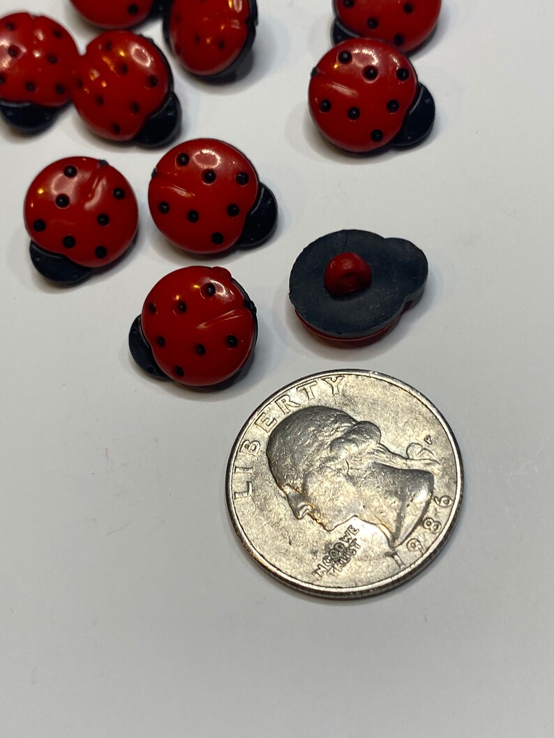 13x15mm Ladybug Acrylic Sewing Buttons W/ Shank Buttons for Etsy