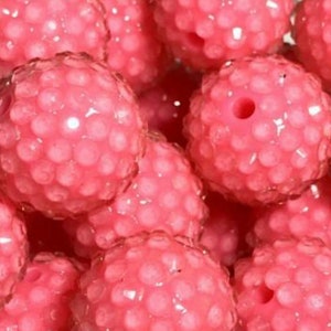 20mm neon pink rhinestone chunky bubblegum beads, large beads for baby necklace, acrylic round gum ball in bulk