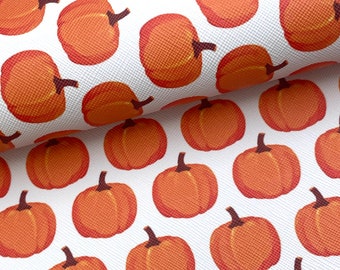 Thanksgiving pumpkin patch fall print faux leather sheet, pattern vinyl fabric, diy hair bow and earring, craft supplies, full sheet