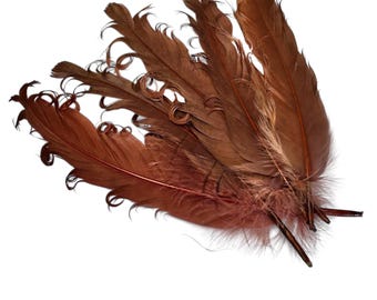 5-7” light brown curly nagorie goose feathers, for diy hair bow and headband embellishments, DIY baby accessory craft supplies