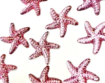 CLEARANCE 10 pcs pink 19mm starfish acrylic resin rhinestone flat back, embellishments DIY hair bows & headbands, hair bow centers