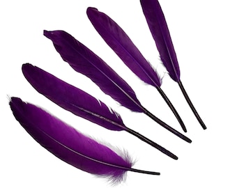 4-6” purple dyed goose feathers, for diy hair bow & headband embellishments, real dyed feathers, stiff decorative feathers