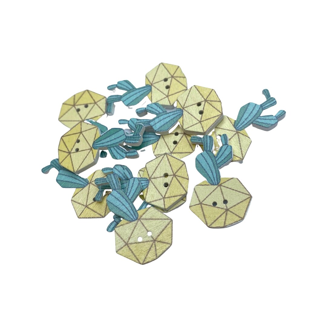 Cactus Succulent Wooden Sewing Buttons: 30mm 2 Hole Novelty DIY Craft ...