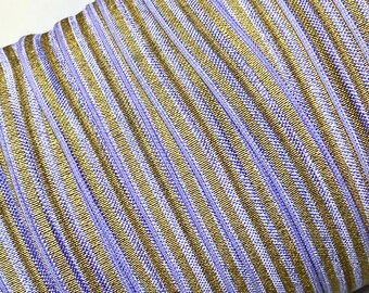 Lavender Metallic Gold Stripe Print Fold Over Elastic: 5/8" FOE Trim