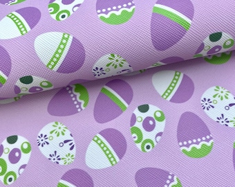 Easter Egg Print Faux Leather Sheet: Lavender & Green Holiday Print, DIY Bows Earrings Keychains