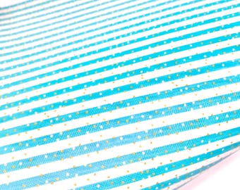 Turquoise Gold Polka Dot Stripe Faux Leather Sheet: DIY Crafting Supplies