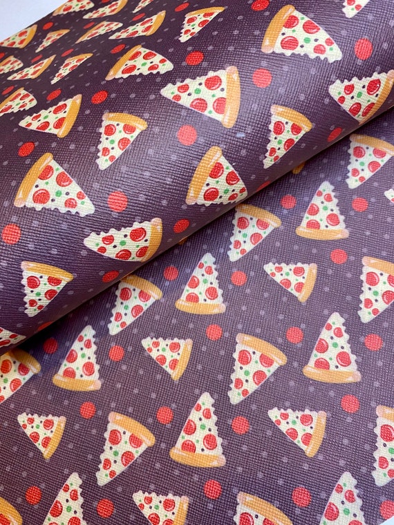 Pizza Print Faux Leather Sheets Food Pattern Vinyl Fabric 