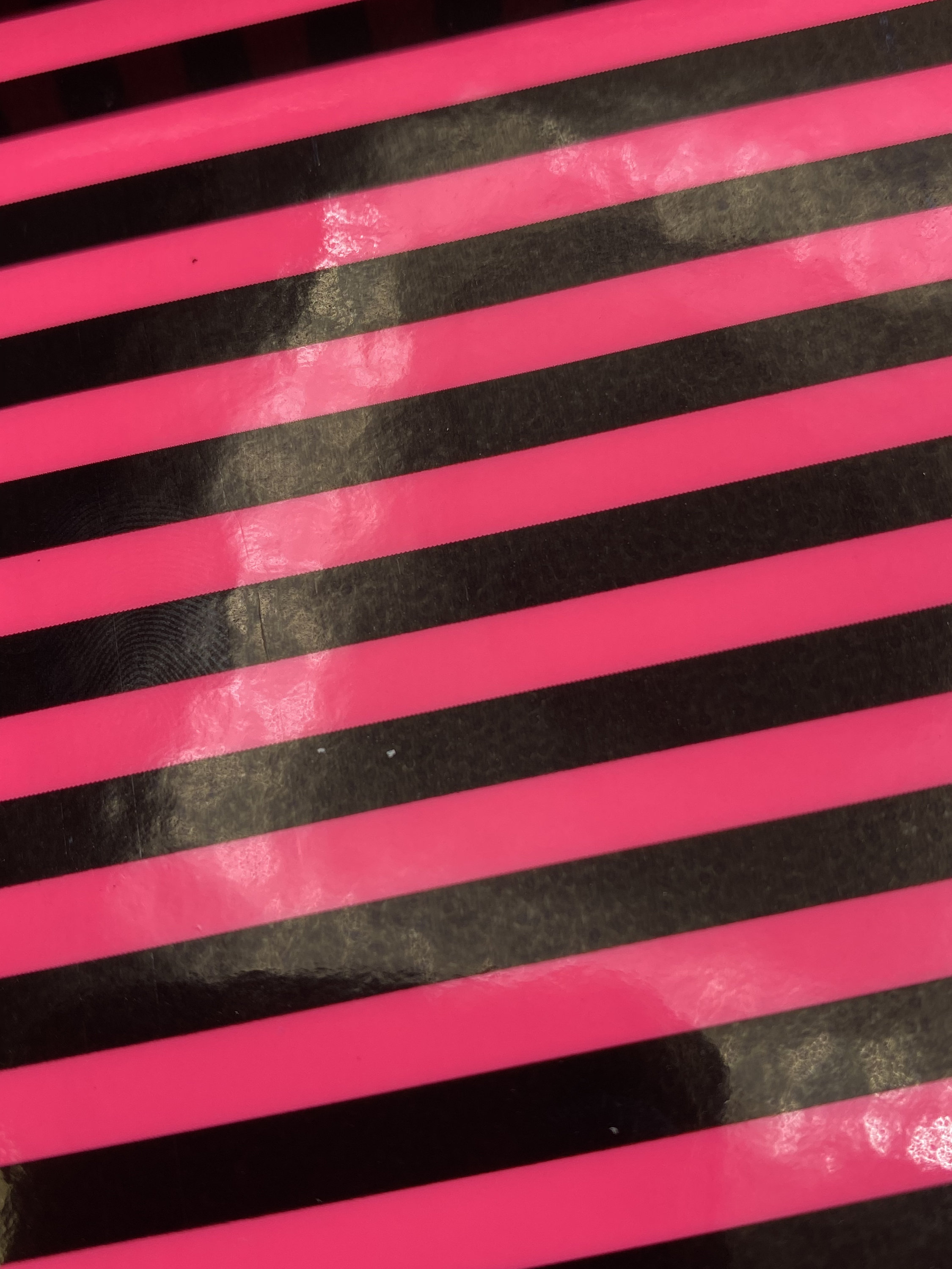 Black & Neon Pink Stripe Print Pleather Solid Faux Leather 